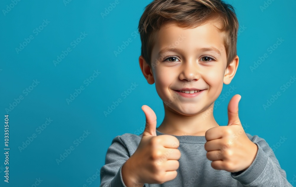 Smiling boy making a thumbs-up sign Smiling boy making a thumbs-up sign