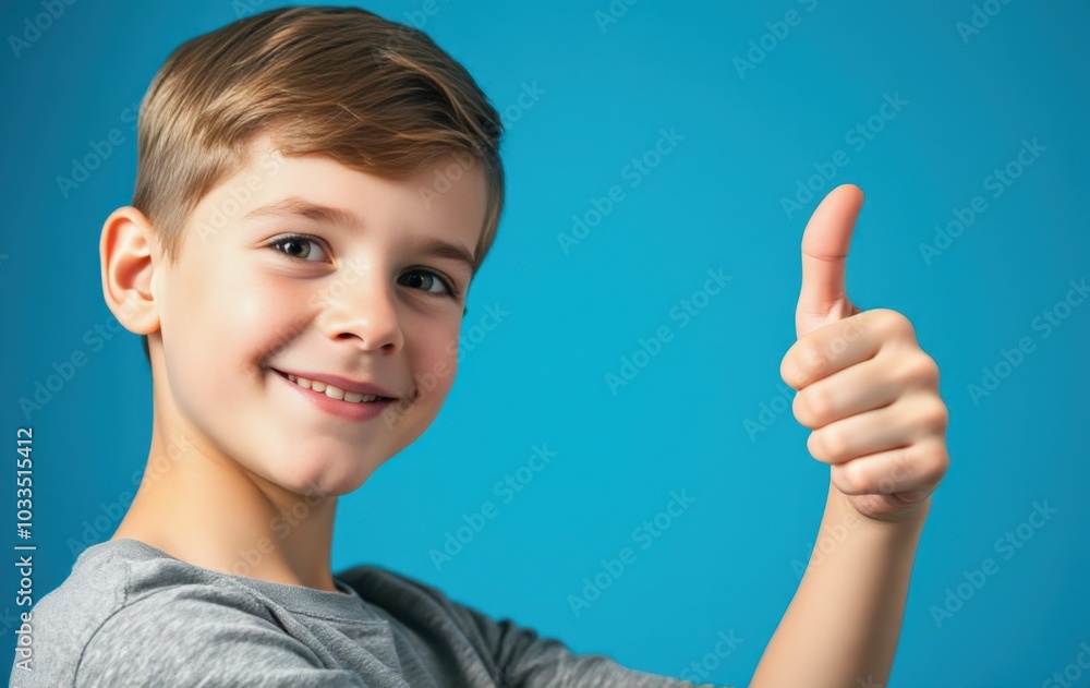 Happy child showing approval with thumbs up Happy child showing approval with thumbs up