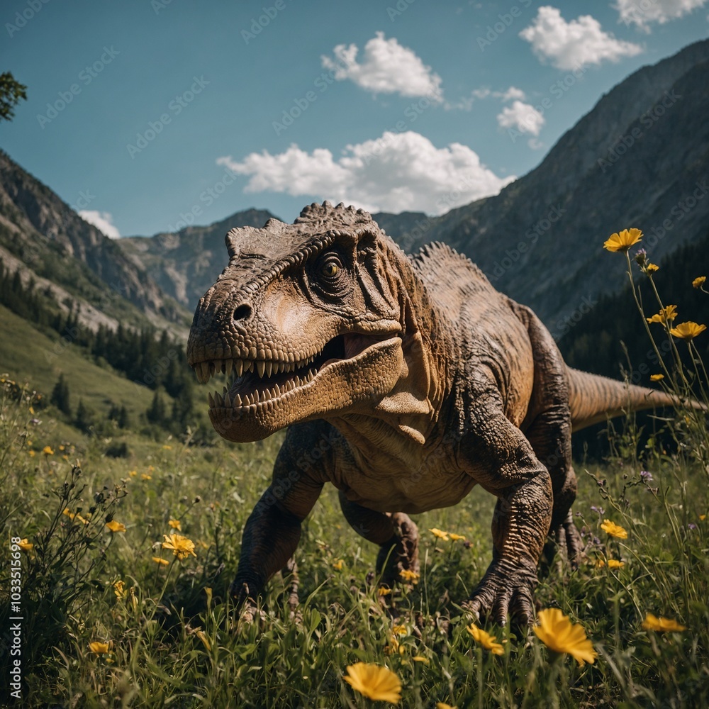 Fototapeta premium dinosaur in the mountains 