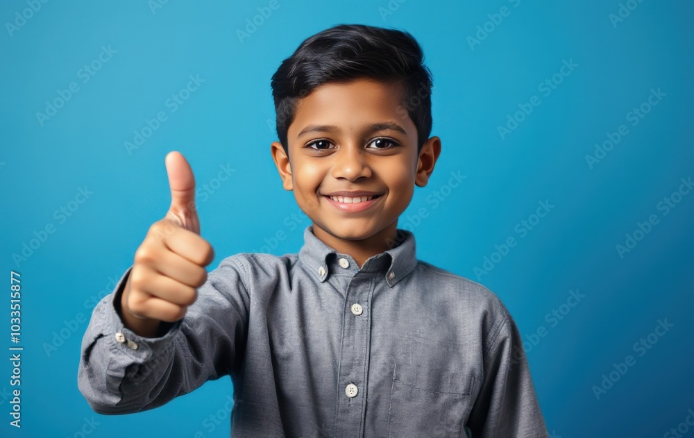 Happy child showing approval with thumbs up Happy child showing approval with thumbs up