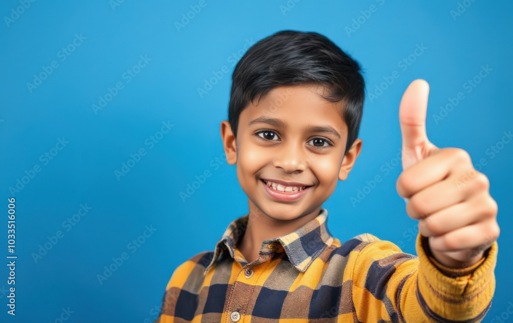 Cheerful child with enthusiastic thumbs up Cheerful child with enthusiastic thumbs up