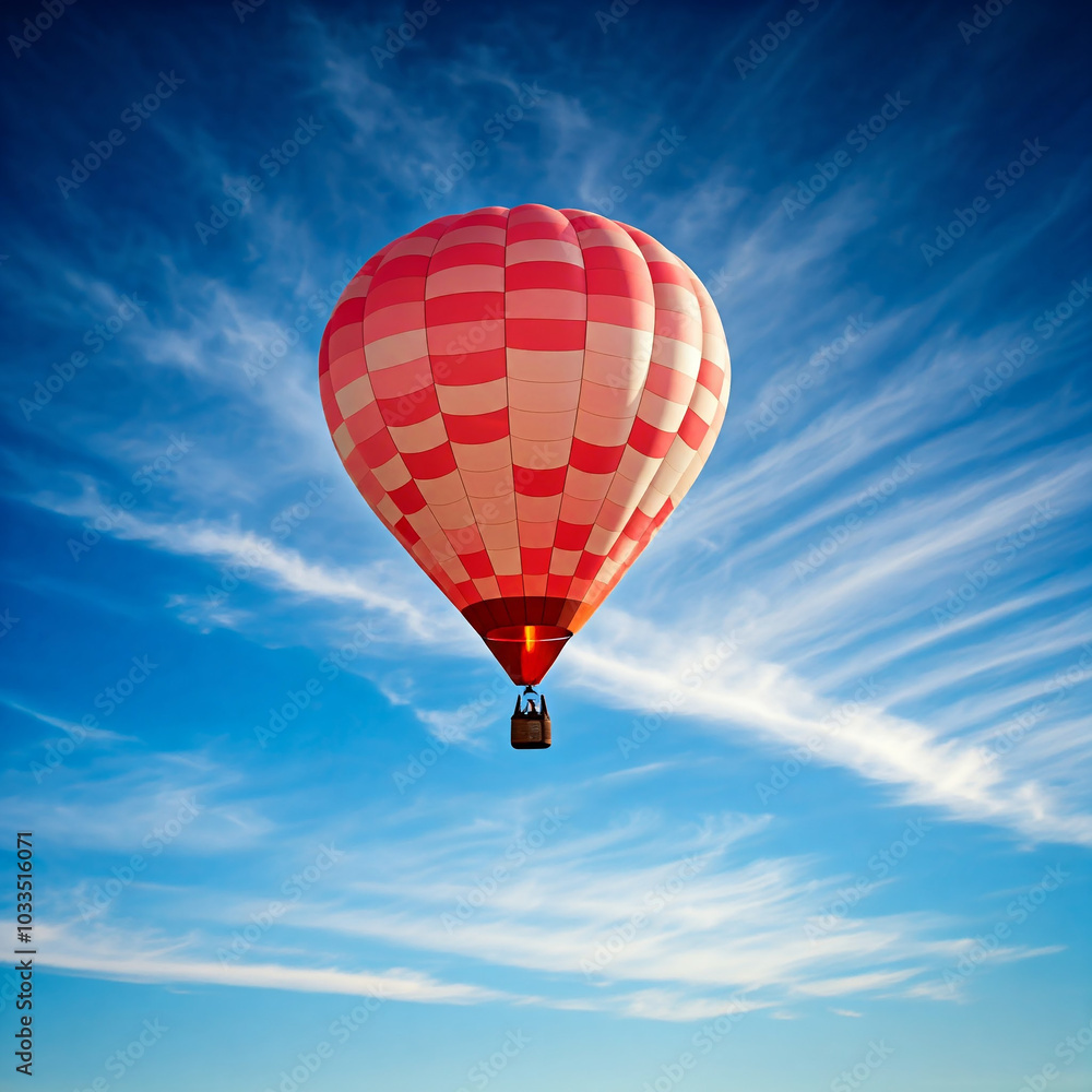 Naklejka premium hot air balloon in the sky. colorful hot air balloon flying over the blue sky.