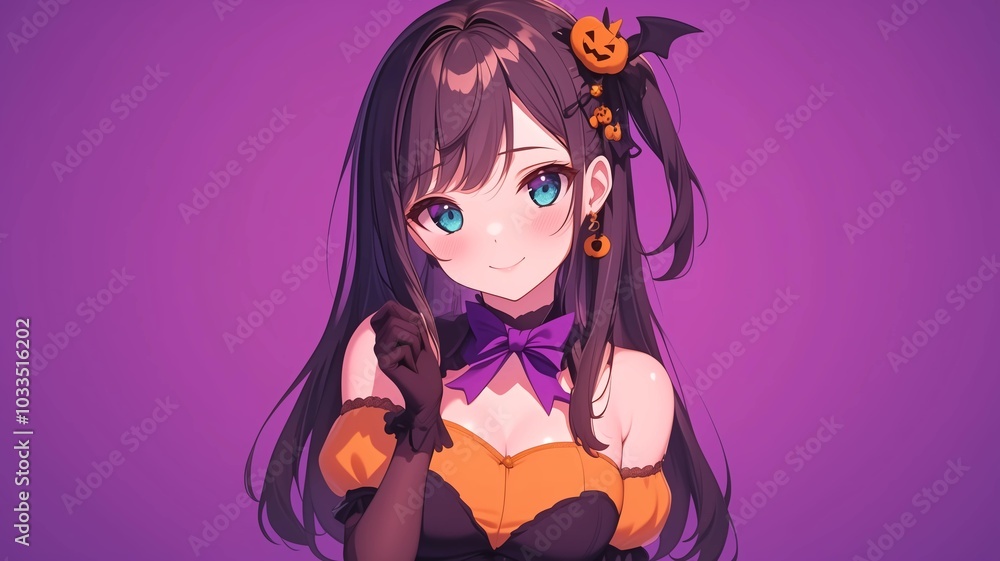 ハロウィンのコスプレをしたアニメ調の美少女 ハロウィンのコスプレをしたアニメ調の美少女