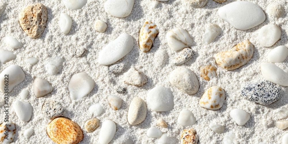 Texture and background of white sand and small stones. Texture and background of white sand and small stones.