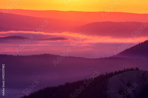 A colorful dawn in the Southern Urals.