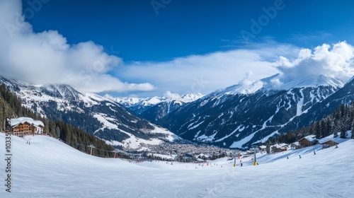 Wallpaper Mural Breathtaking winter landscape of zillertal arena ski resort in tyrol, austria, showcasing majestic alpine mountains blanketed in snow under a clear blue sky, with downhill peaks and scenic views of ma Torontodigital.ca