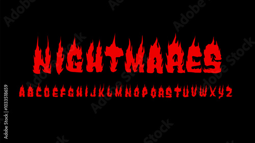 fire font, red gothic flaming lettering typeface vector design alphabet