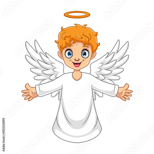 Cartoon little angel isolated on white background