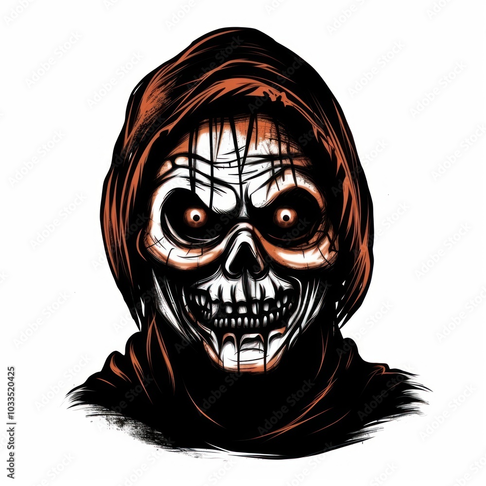 Fototapeta premium Horror and scary face halloween portrait adult representation.