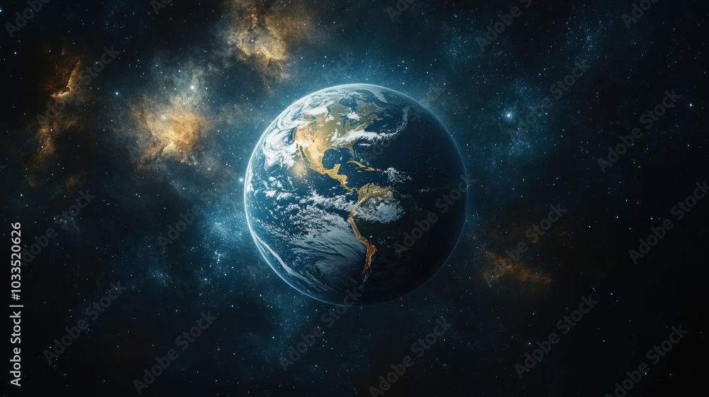 Fototapeta premium Stunning Earth Globe in Galactic Backdrop