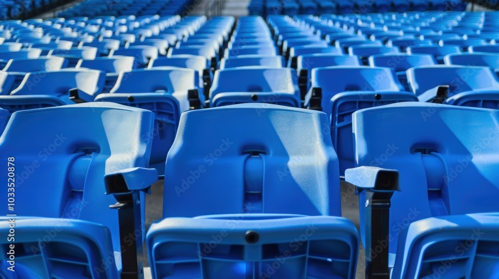 Naklejka premium Blue Seats in a Sports Stadium Viewing Area
