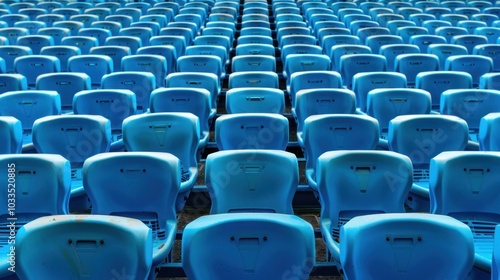 Empty Blue Stadium Seats in a Modern Arena