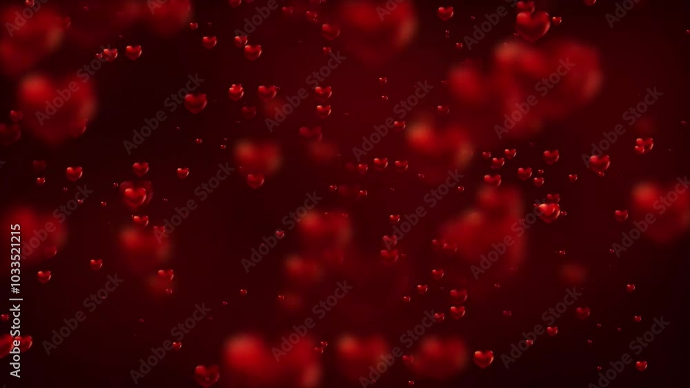 Abstract red background with scattered hearts. Abstract red background with scattered hearts.