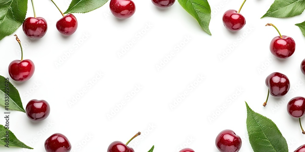 Cherry frame against a white background Cherry frame against a white background