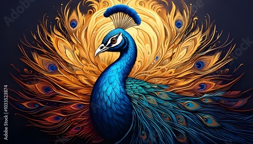 Wallpaper Mural peacock feather isolated on black Torontodigital.ca