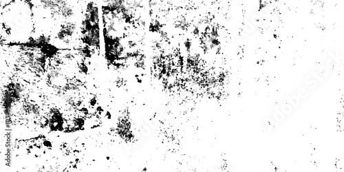 Distressed rough Splat isolated distress background Grunge wall and black and white Dark noise granules Black grainy texture isolated on white background.