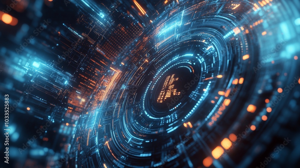 Fototapeta premium Futuristic Digital Technology Network Interface Graphic Art