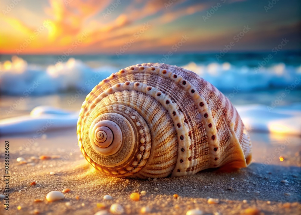 Closeup of a Stunning Natural Sea Shell with Intricate Patterns for Ocean-Themed Decor and Educational Purposes Closeup of a Stunning Natural Sea Shell with Intricate Patterns for Ocean-Themed Decor and Educational Purposes