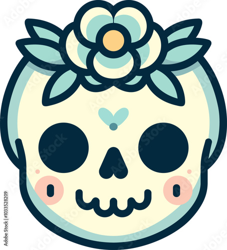 Wallpaper Mural cute skull with flowers stiker style Torontodigital.ca