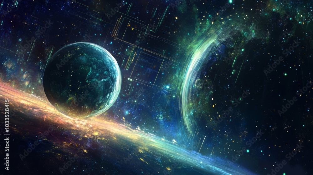 Cosmic Dance: Mysterious Planet and Spectral Galaxy Cosmic Dance: Mysterious Planet and Spectral Galaxy