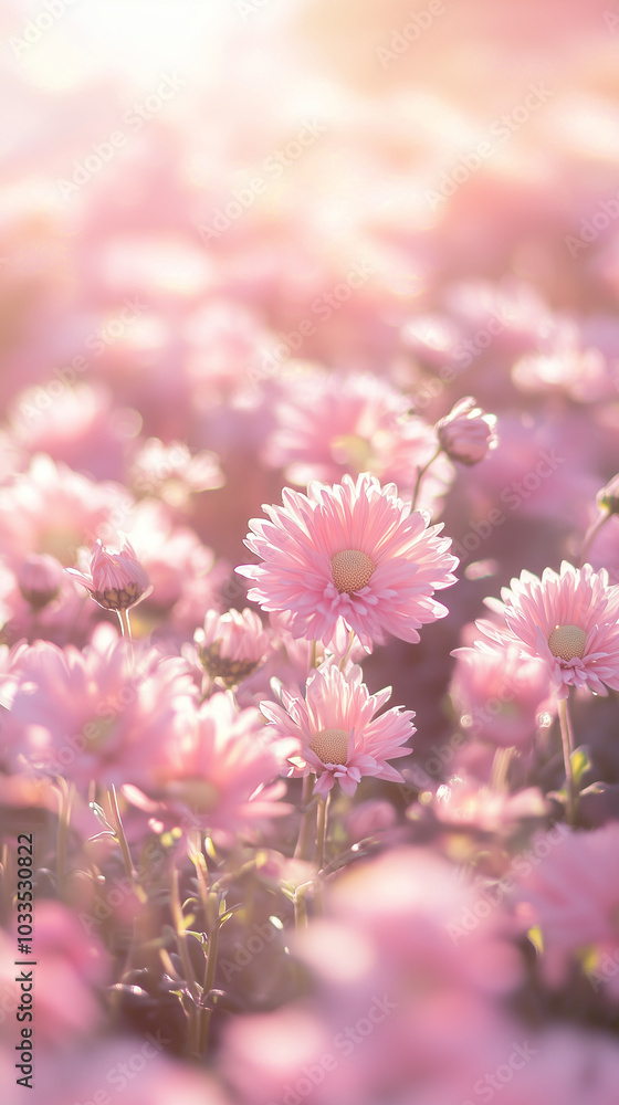 A close up of a beautiful light chrysanthemums garden A close up of a beautiful light chrysanthemums garden