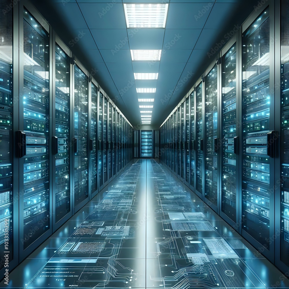 Fototapeta premium Modern Data Center with Advanced Server Racks