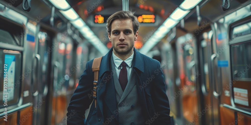 A professional businessman waiting for the subway, embodying the hustle and bustle of city life. This image reflects the modern urban lifestyle and the daily commute of professionals. A professional businessman waiting for the subway, embodying the hustle and bustle of city life. This image reflects the modern urban lifestyle and the daily commute of professionals.