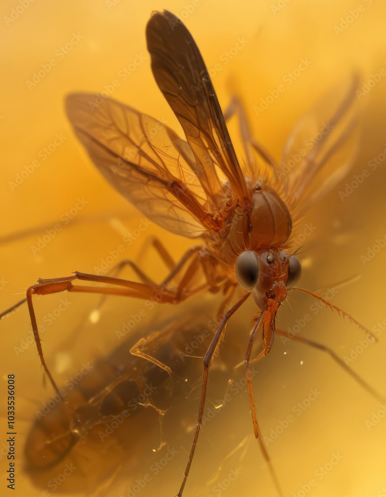 Mosquito close-up on orange background Mosquito close-up on orange background