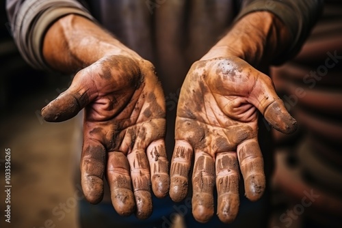 Close up of the hands of the worker.