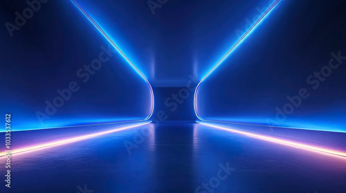 Background of the Blue Technology Flow Bending Exhibition Stand
