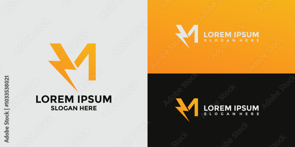 letter M logo combination with electricity letter M logo combination with electricity