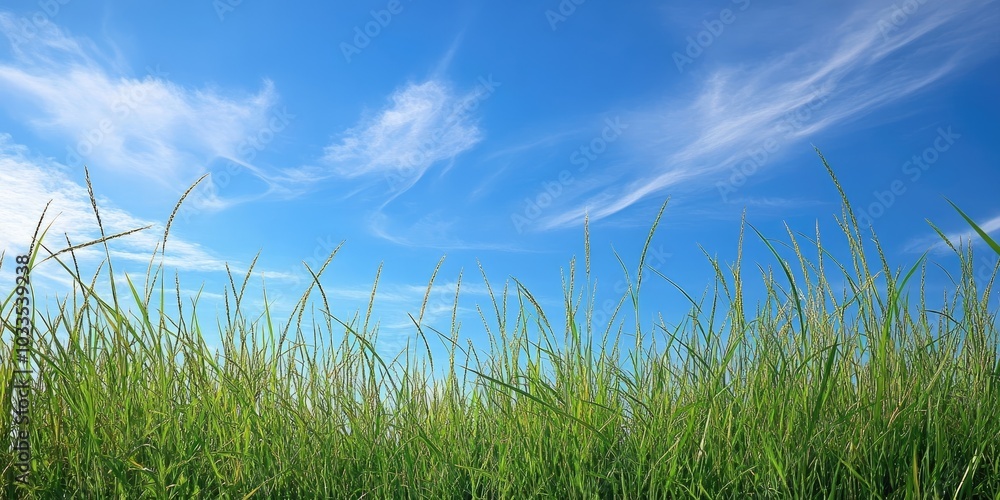 Fototapeta premium grass with a blue sky backdrop