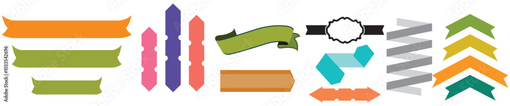 Ribbon banner set. Ribbons collection. Red ribbons. Vector ribbon.