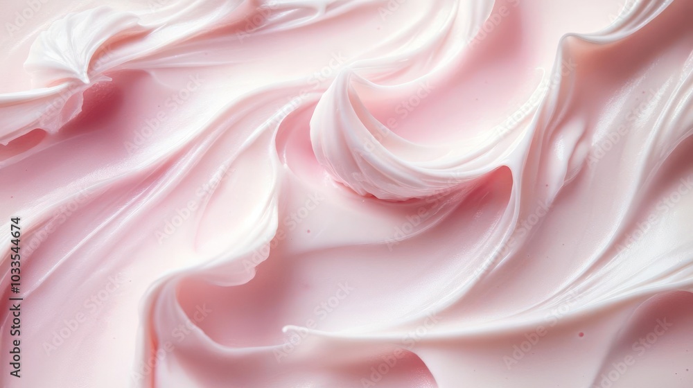 Luscious, frosted dessert swirled with white icing and a hint of pink color Luscious, frosted dessert swirled with white icing and a hint of pink color