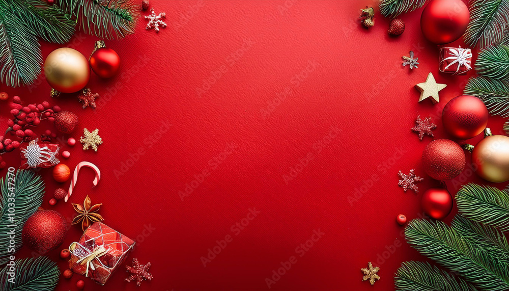 Bright Red Christmas Background with Subtle Holiday Patterns and Accents Bright Red Christmas Background with Subtle Holiday Patterns and Accents