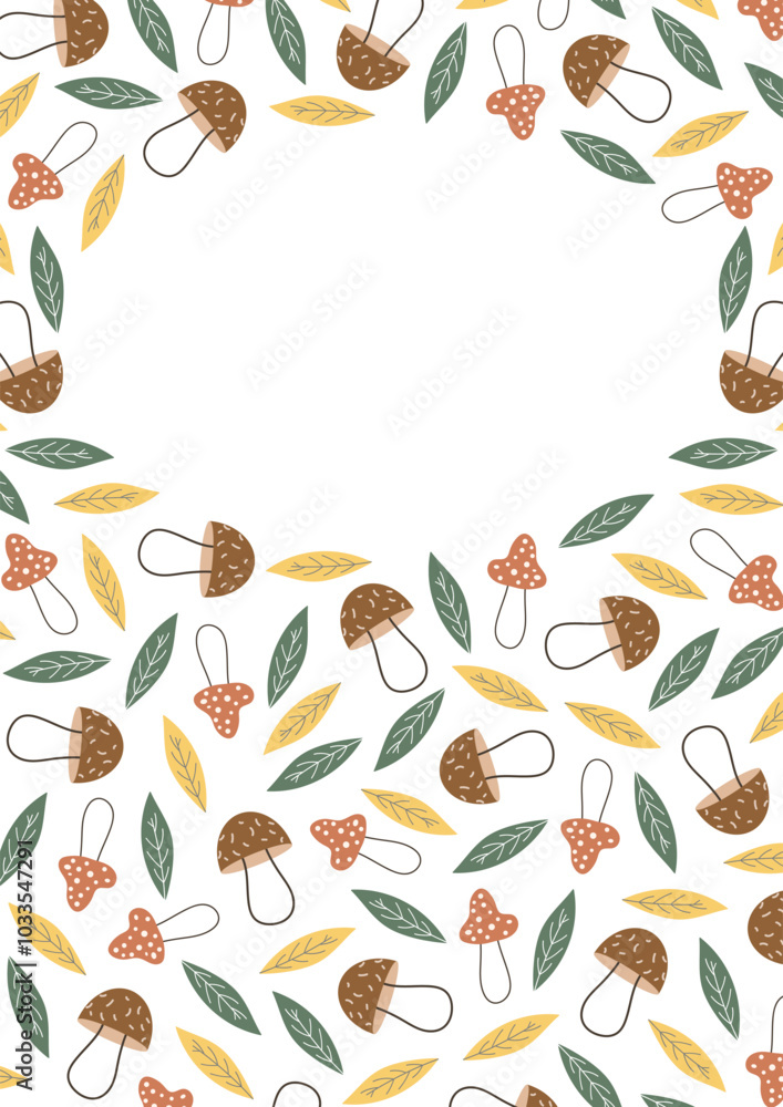 mushrooms. porcini mushrooms. fly agaric. a frame made of different mushrooms and leaves. food. autumn harvest. beautiful frame. a template for creating postcards. vector. doodle drawing. on a white mushrooms. porcini mushrooms. fly agaric. a frame made of different mushrooms and leaves. food. autumn harvest. beautiful frame. a template for creating postcards. vector. doodle drawing. on a white