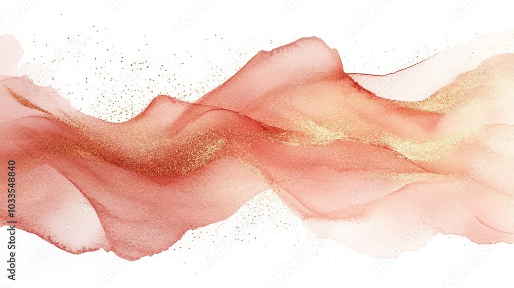 Fototapeta premium Abstract gold & coral art. Abstract art with flowing coral and gold colors, symbolizing movement, luxury, and elegance.