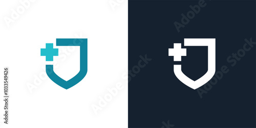 Medical Shield Logo Design. Health protection shield logo designs for medical clinic service.