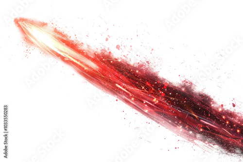 red bright glowing meteor light ray isolated on white or transparent png photo