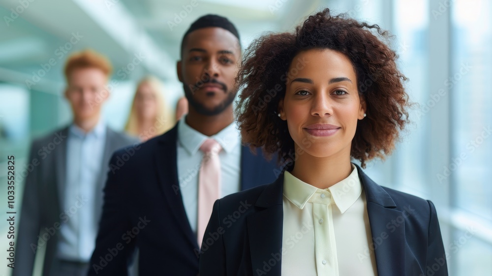 Confident professionals walking in an office hallway, symbolizing teamwork, leadership, and corporate success in a modern business environment. Confident professionals walking in an office hallway, symbolizing teamwork, leadership, and corporate success in a modern business environment.