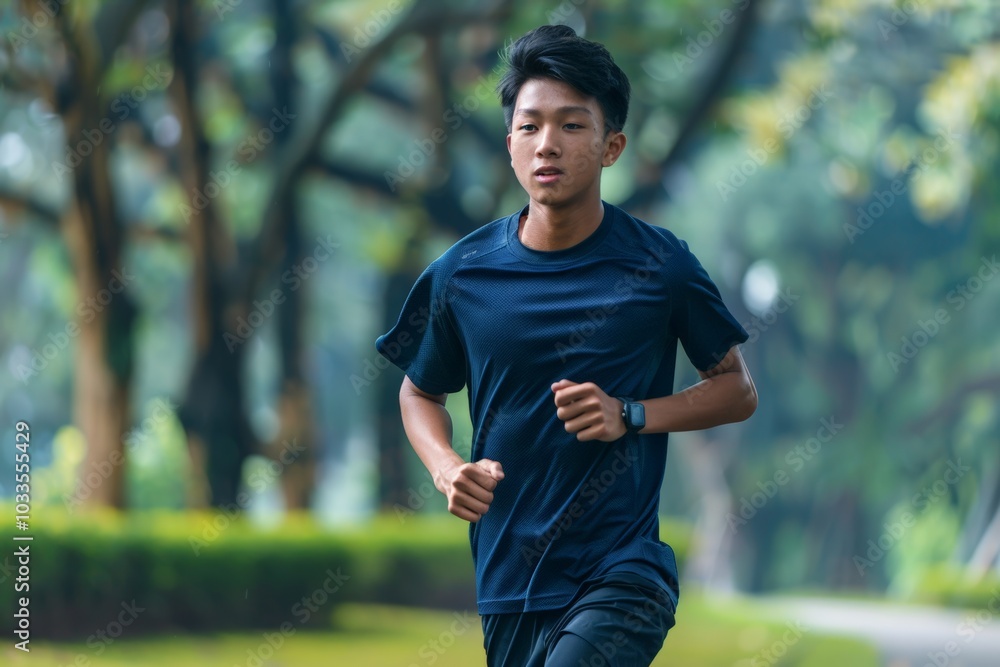 A young man jogging in a park during autumn, surrounded by blurred fall colors, showing focus, fitness, and an active lifestyle. A young man jogging in a park during autumn, surrounded by blurred fall colors, showing focus, fitness, and an active lifestyle.