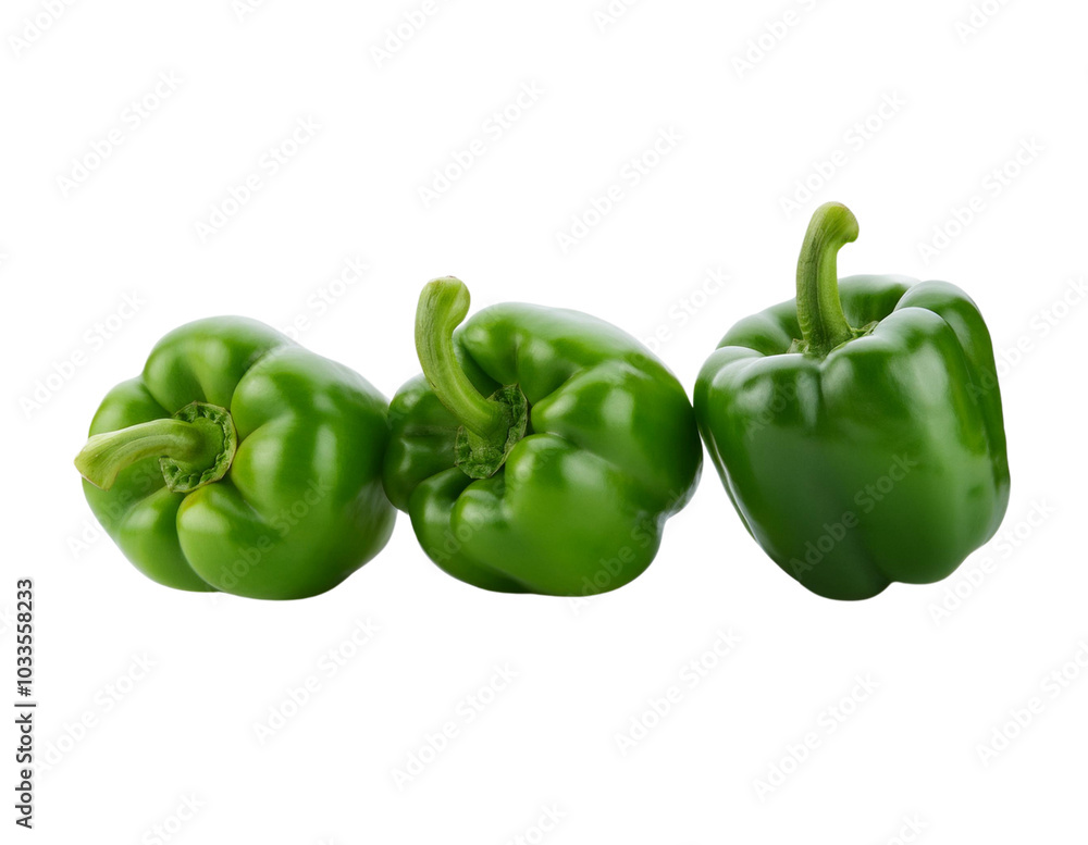 Green Bell Peppers Isolated on Transparent Background Green Bell Peppers Isolated on Transparent Background