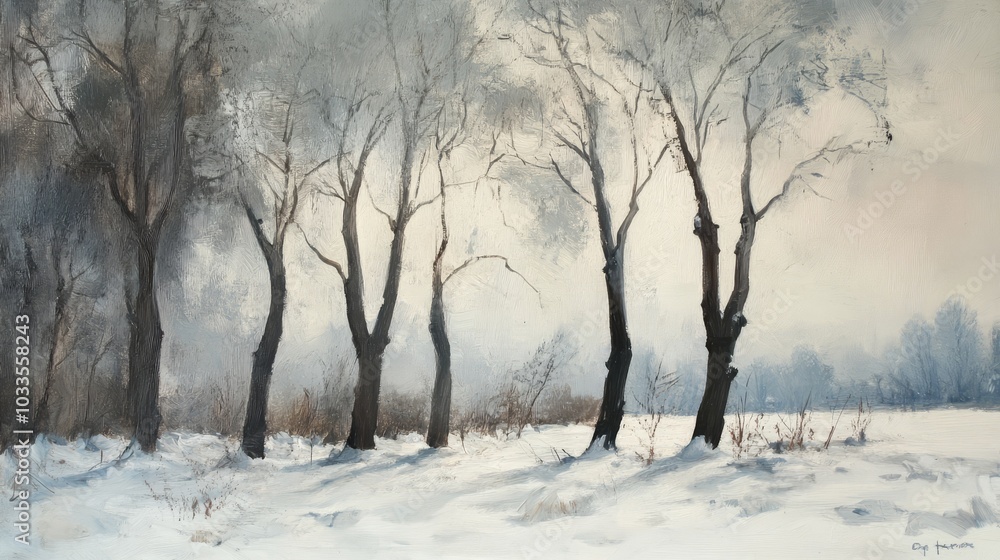 Serene winter landscape with snow-covered trees in a tranquil forest setting, showcasing frosted branches and a peaceful atmosphere under a clear blue sky, perfect for capturing the beauty of winter n Serene winter landscape with snow-covered trees in a tranquil forest setting, showcasing frosted branches and a peaceful atmosphere under a clear blue sky, perfect for capturing the beauty of winter n