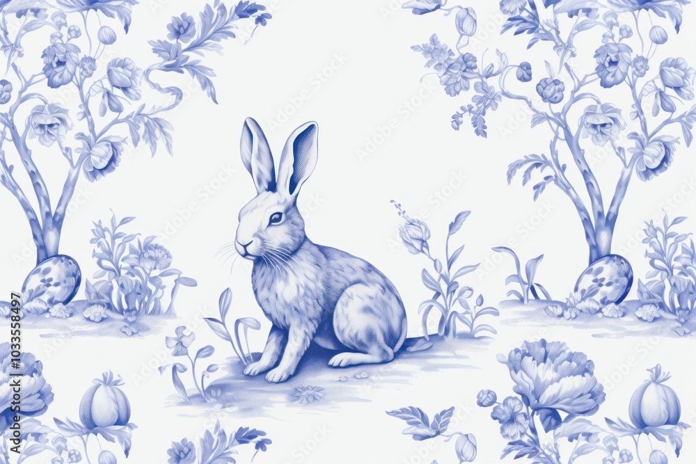 Obraz premium Chubby bunny wallpaper drawing animal.
