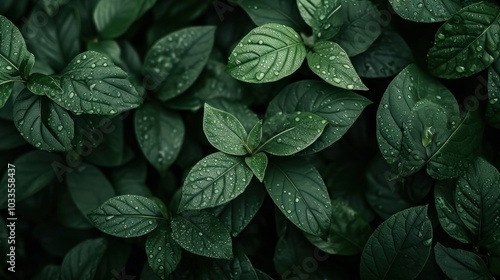 A vibrant bunch of green leaves set against a dark background