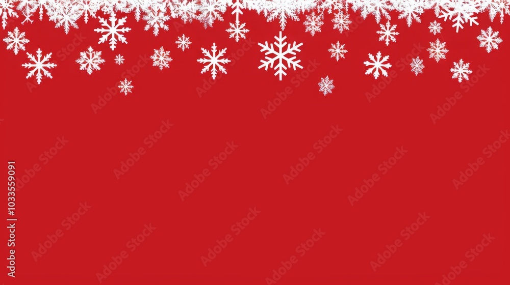 Festive Christmas Background with Red Base and White Snowflakes, Simple Style and Color Scheme, Flat Vector Graphic Design, High Resolution, Ideal for Text or Design Placeme Festive Christmas Background with Red Base and White Snowflakes, Simple Style and Color Scheme, Flat Vector Graphic Design, High Resolution, Ideal for Text or Design Placeme