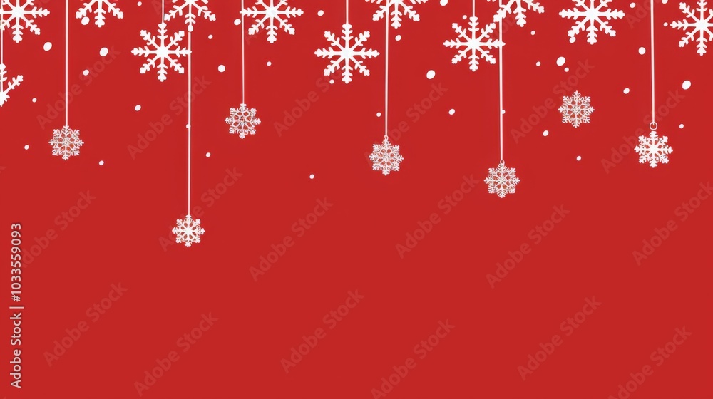 Festive Christmas Background with Red Base and White Snowflakes, Simple Style and Color Scheme, Flat Vector Graphic Design, High Resolution, Ideal for Text or Design Placeme Festive Christmas Background with Red Base and White Snowflakes, Simple Style and Color Scheme, Flat Vector Graphic Design, High Resolution, Ideal for Text or Design Placeme