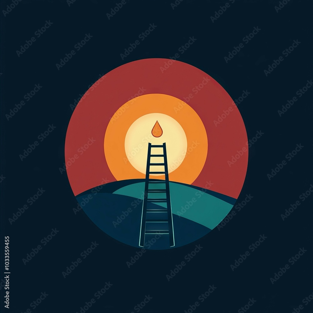 Ladder to success. Ladder leading to the light, symbolizing ambition and progress. Ladder to success. Ladder leading to the light, symbolizing ambition and progress.