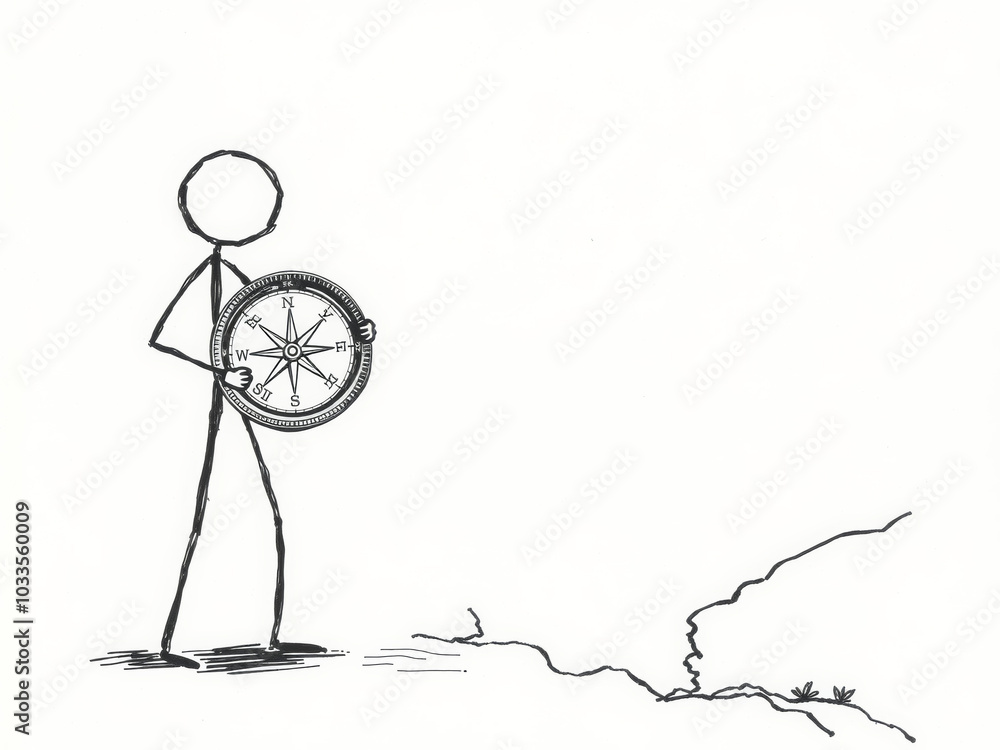 Stick Figure Holding Compass: Finding Your Way Stick Figure Holding Compass: Finding Your Way