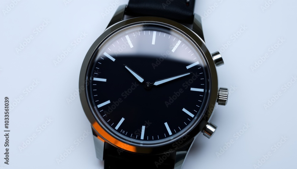 Elegant Black Watch with Clean Design and Silver Accents Elegant Black Watch with Clean Design and Silver Accents
